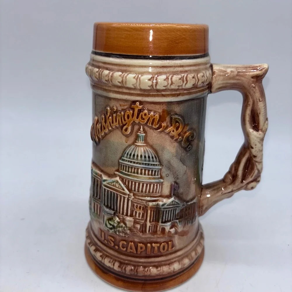 Brown Washington DC‎ Souvenir Beer Stein Mug Excellent 7 in.